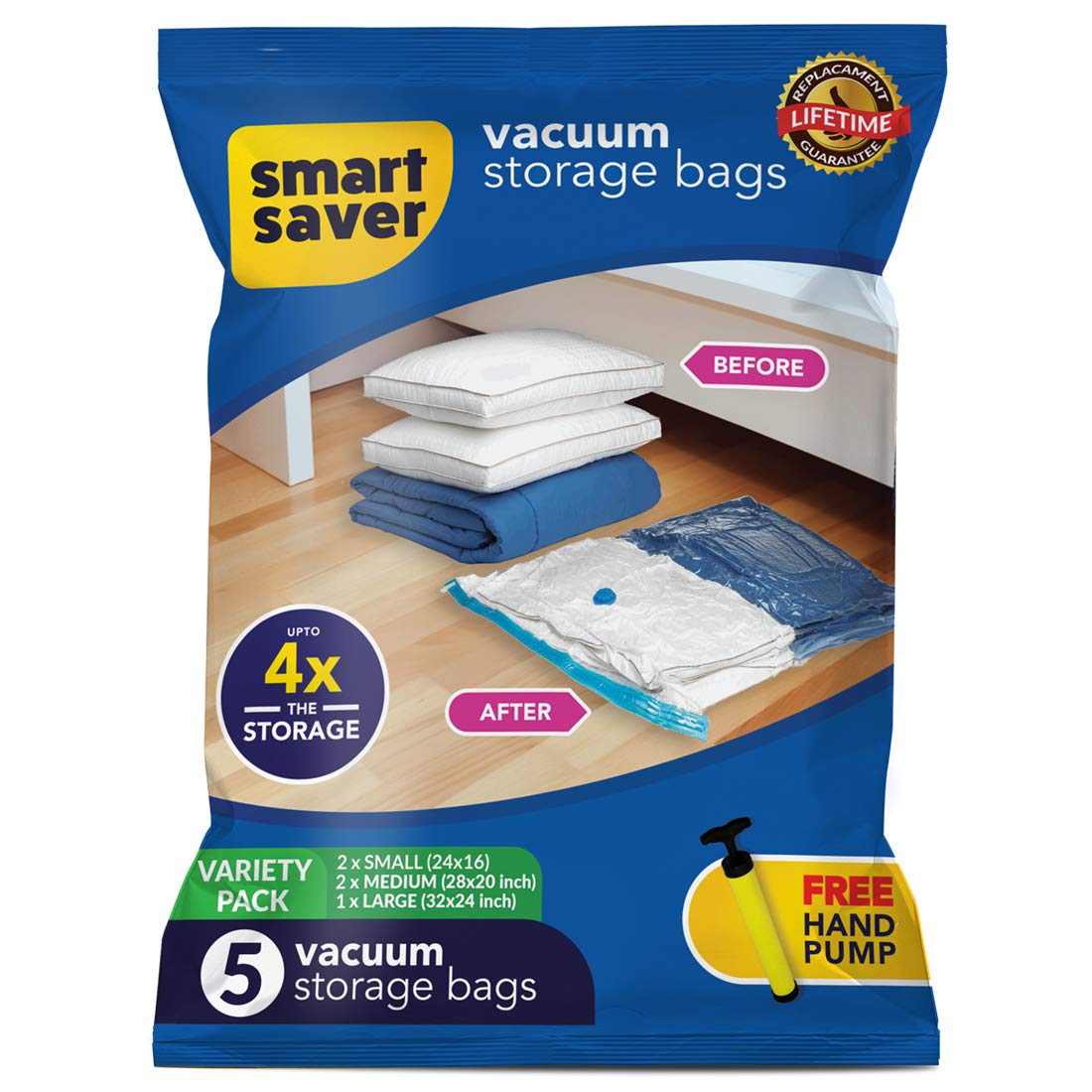 Vacuum Storage Bags with Electric Air Pump,12 Pack Medium Size (28x 18)  Vacuum Sealed Space Save Bag for Clothes, Blanket, Duvets, Pillows