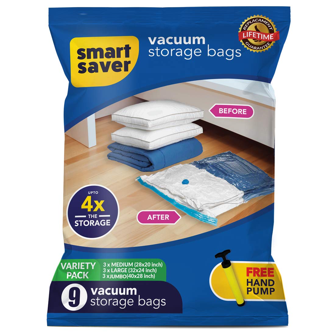 Vacuum Storage Bags with Electric Pump, 20 Pack (3 Jumbo/3 Large/7 Medium/7  Smal