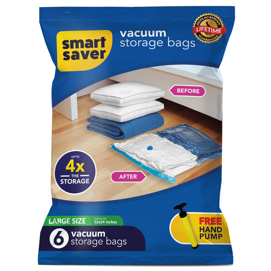 Smart Saver Reusable Large Vacuum Storage Ziplock Bags (60x80cm