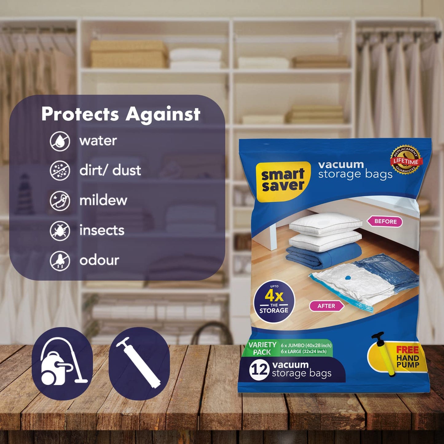 Vacuum Bags with Manual Pump - Choose your Size and Pack