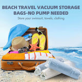 12 Compression Bags for Travel No Pump or Vacuum Needed packing bags for clothes, Smart Saver Travel Essentials Roll Up reusable Space Bag, Saves upto 80% of Storage vacuum bags for Packing Clothes