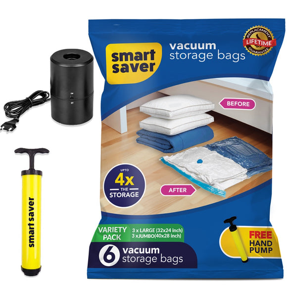 Smart Saver Reusable Variety Pack of 3 Jumbo 3 Large with Electric pump and manual pump For travelling