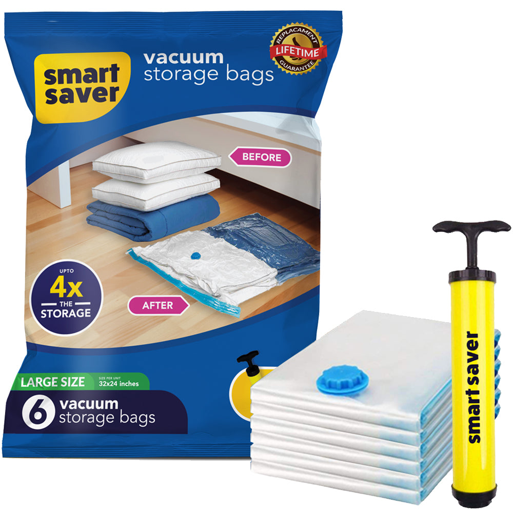 SUOCO Vacuum Storage Bags 8 Pack (4 x Large, 4 x Jumbo) Space Saver  Compression Bags with Hand Pump