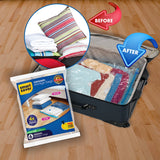 Smart Saver Reusable Large Vacuum Storage Ziplock Bags (60x80cm) - 6 Pack Hand Pump Included For Travel